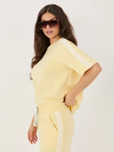 Bluza Dama Mini, Dantela, Maya, Galben Eleganta Office