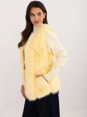Vesta Dama Guler inalt, Poliester, Wool Fashion Italia, Galben de Vara