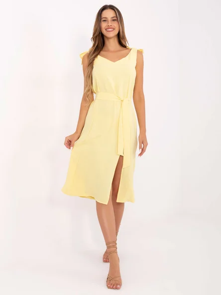 Rochie Dama Midi, Decolteu rotund, RUE PARIS, Galben de Vara