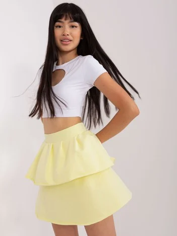 Fusta Dama Mini, Guler inalt, Lily Rose, Galben Casual