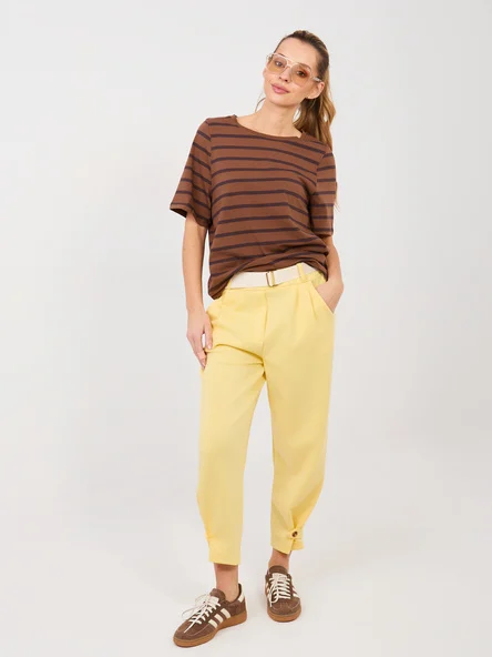 Pantaloni Dama 7/8, Conica, ITALY MODA, Galben Casual