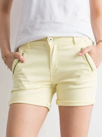 Pantaloni Scurti Dama Dreapta, Bumbac, New Play, Galben Casual