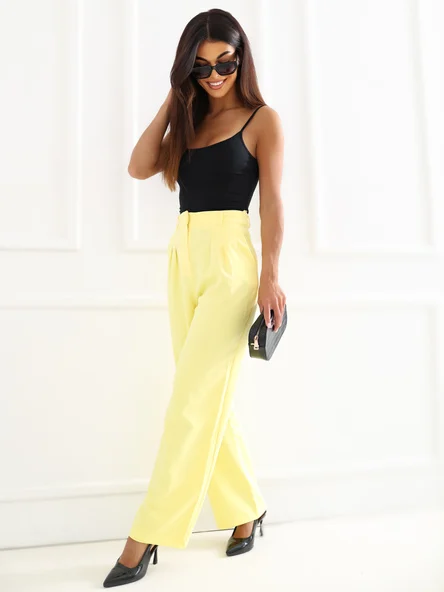 Pantaloni Dama Elegant, Guler inalt, RUE PARIS, Galben de Petrecere
