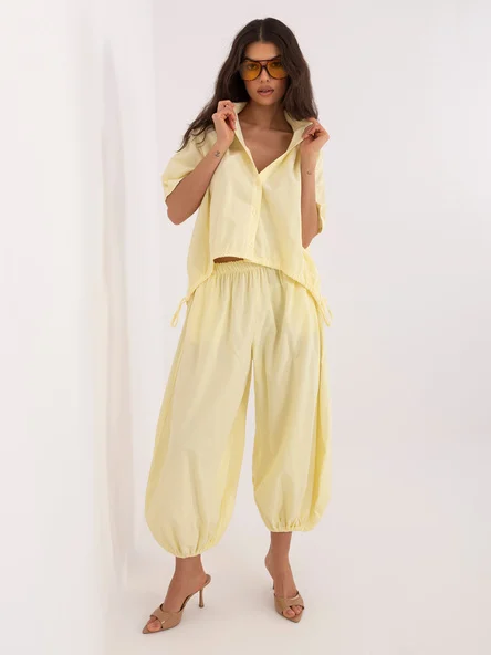 Pantaloni Dama 7/8, Mansete elastice, ITALY MODA, Galben Casual