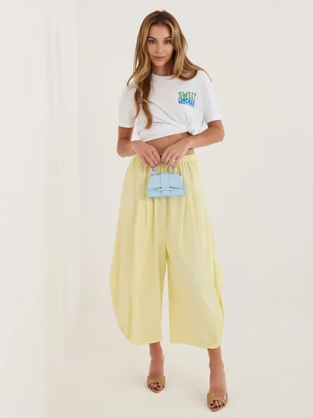 Pantaloni Dama 7/8, Larga, ITALY MODA, Galben