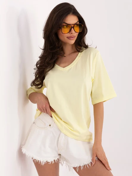 Tricou Dama Mini, Decolteu in V, RUE PARIS, Galben