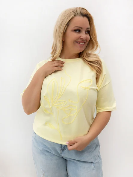 Tricou Dama Mini, Decolteu rotund, RELEVANCE, Galben