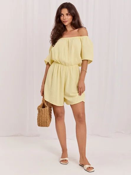 Salopeta Dama Mini, Guler inalt, ITALY MODA, Galben