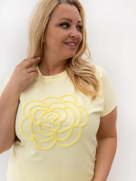 Tricou Dama Mini, Floral, RELEVANCE, Galben