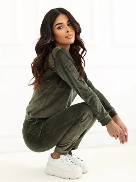 Compleu Dama Maneca lunga, Decolteu rotund, RUE PARIS, Khaki