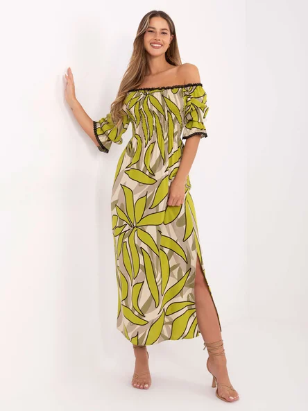 Rochie Dama Midi, Dantela, LAKERTA, Khaki de Vara