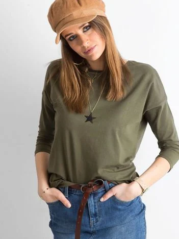 Bluza Dama Maneca 3/4, Decolteu barcuta, BASIC FEEL GOOD, Khaki Casual