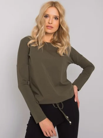 Bluza Dama Maneca lunga, Decolteu barcuta, BASIC FEEL GOOD, Khaki Eleganta Office