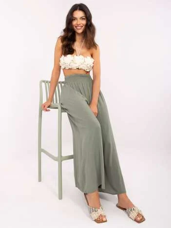 Pantaloni Dama Lejera, Guler inalt, Och Bella, Khaki Casual