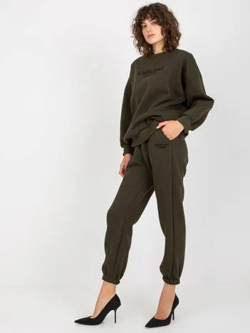 Compleu Dama Maneca lunga, Mansete elastice, ex moda, Khaki Casual