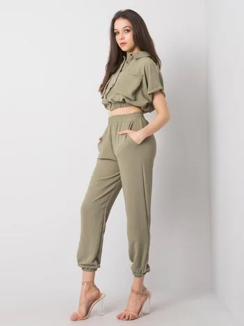 Compleu Dama Mini, Decolteu cu guler, RUE PARIS, Khaki