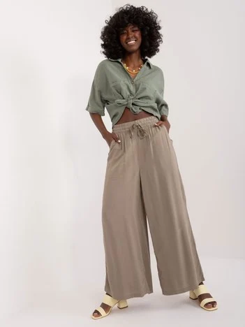 Pantaloni Dama Larga, Guler inalt, Sublevel, Khaki Casual Marimi Mari