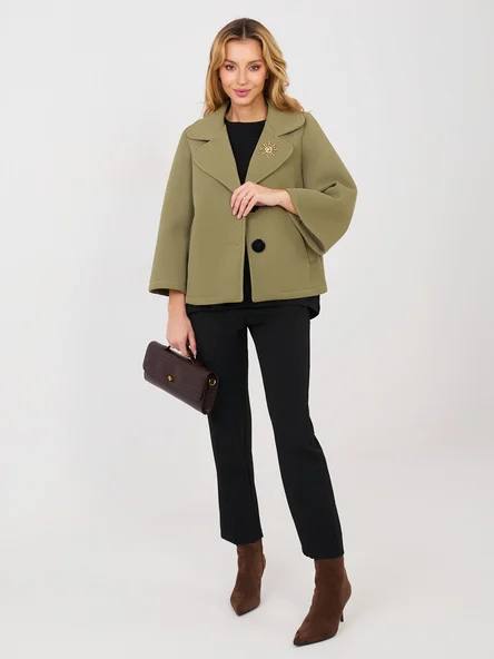 Jacheta Dama Mini, Elegant, ITALY MODA, Khaki Eleganta Office