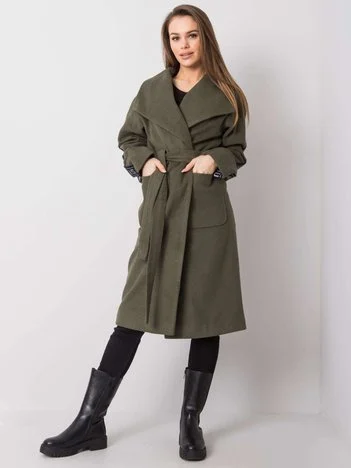 Palton Dama Maneca lunga, Maneca lunga, LAKERTA, Khaki Eleganta Office