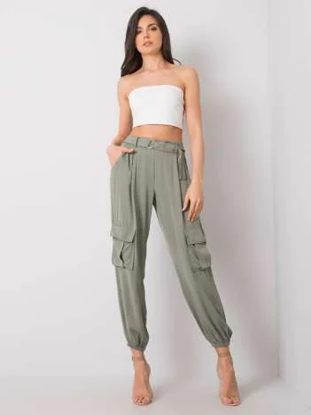 Pantaloni Dama Lunga, Mansete elastice, Och Bella, Khaki Casual