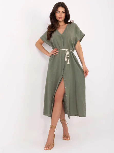 Rochie Dama Midi, Oversize, Och Bella, Khaki de Vara