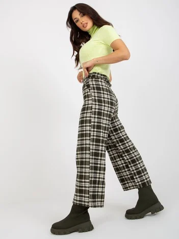 Pantaloni Dama Carouri, Larga, LAKERTA, Khaki Eleganta Office