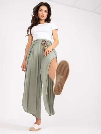 Pantaloni Dama Lejera, Guler inalt, Och Bella, Khaki