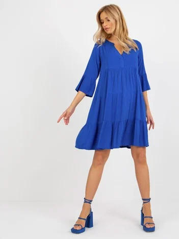 Rochie Dama Maneca 3/4, Oversize, Sublevel, Cobalt de Vara