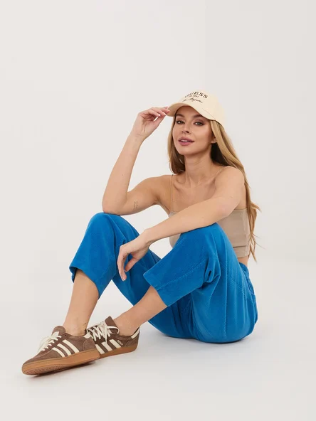 Pantaloni Dama Conica, Guler inalt, RUE PARIS, Cobalt Casual