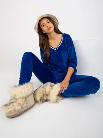 Compleu Dama Maneca 3/4, Mansete elastice, RELEVANCE, Cobalt Casual