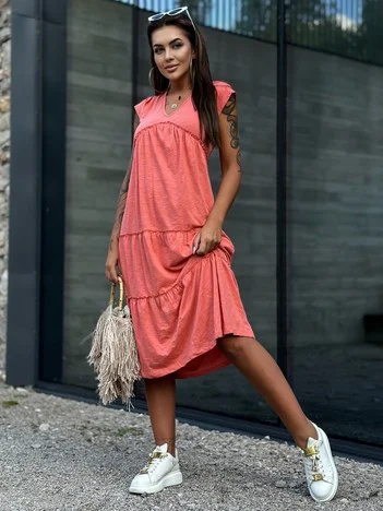 Rochie Dama Midi, Rochie dreapta, Mayflies, Coral Marimi Mari