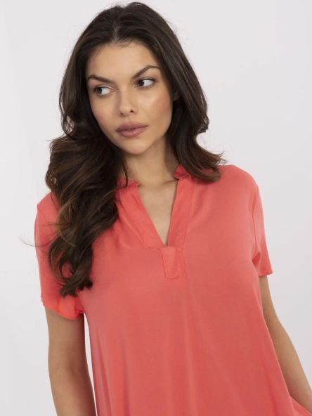 Bluza Dama Mini, Decolteu in V, Sublevel, Coral Casual Marimi Mari