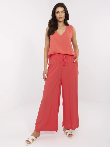 Pantaloni Dama Larga, Guler inalt, Sublevel, Coral Casual