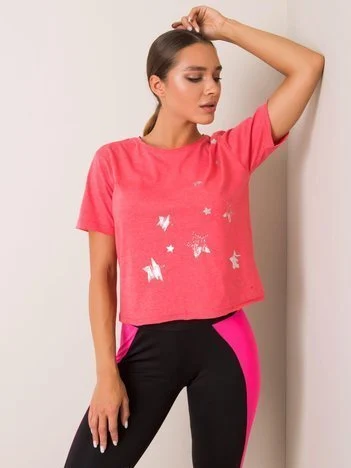 Tricou Dama Mini, Imprimat, For Fitness, Coral