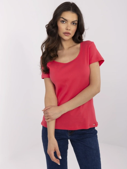 Tricou Dama Mini, Decolteu rotund, RELEVANCE, Coral Casual