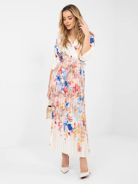 Rochie Dama Maxi, Floral, ITALY MODA, Ecru Eleganta Office