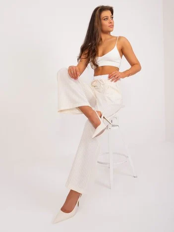 Pantaloni Dama Dungi, Elegant, ITALY MODA, Ecru de Petrecere