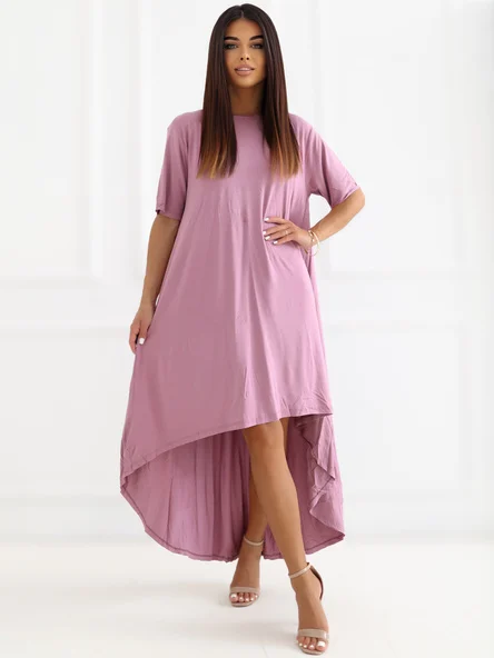 Rochie Dama Midi, Rochie asimetrica, RUE PARIS, Roz de Vara