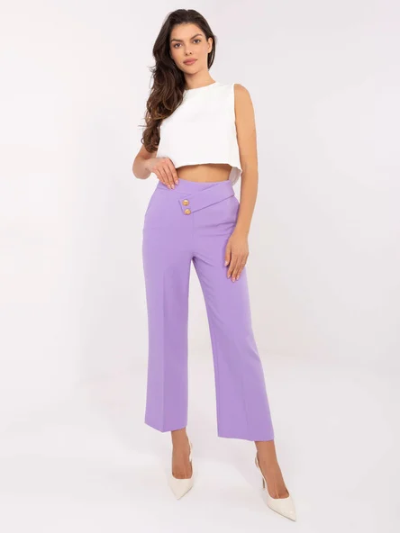 Pantaloni Dama Elegant, Guler inalt, RUE PARIS, Mov de Petrecere
