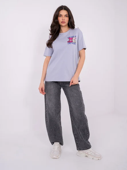 Tricou Dama Mini, Decolteu rotund, Sublevel, Mov Casual