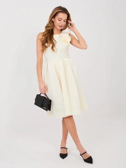 Rochie Dama Fara maneci, Imprimat, RUE PARIS, Ecru de Petrecere