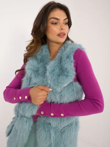 Vesta Dama Guler inalt, Poliester, Wool Fashion Italia, Menta