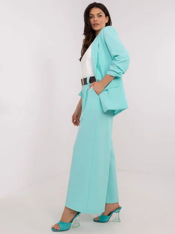 Pantaloni Dama Lejera, Guler inalt, ITALY MODA, Menta Eleganta Office