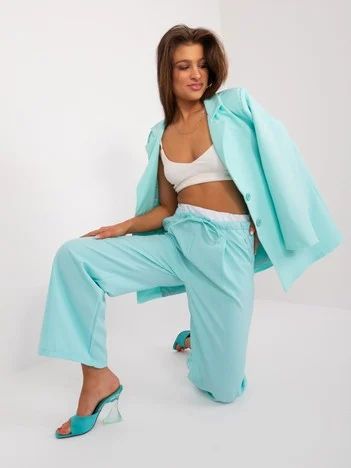 Pantaloni Dama Elegant, Guler inalt, ITALY MODA, Menta de Petrecere