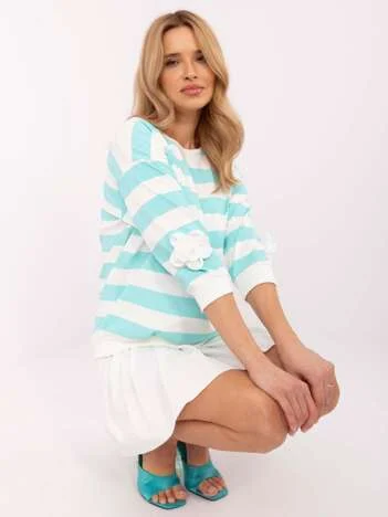 Bluza Dama Maneca 3/4, Dungi, RELEVANCE, Menta Eleganta Office