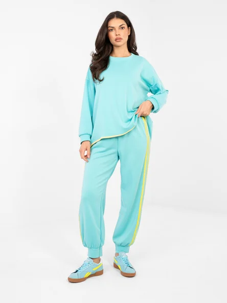 Compleu Dama Maneca lunga, Mansete elastice, RUE PARIS, Menta Casual