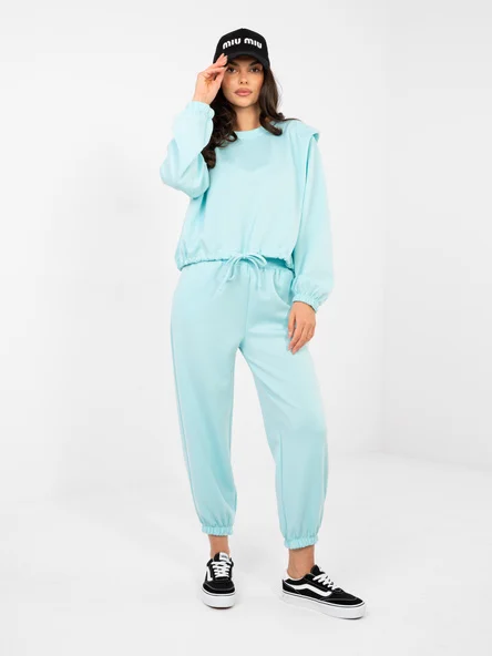 Compleu Dama Maneca lunga, Mansete elastice, RUE PARIS, Menta Casual