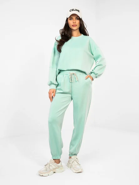 Compleu Dama Maneca lunga, Mansete elastice, ITALY MODA, Menta Casual