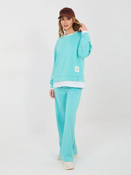 Compleu Dama Maneca lunga, Dreapta, RUE PARIS, Menta Casual