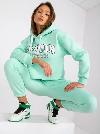Compleu Dama Maneca lunga, Imprimat, ex moda, Menta
